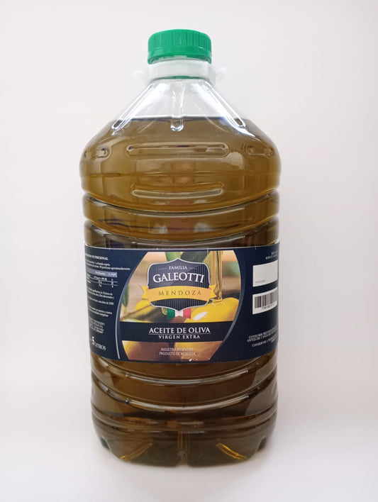 Aceite de oliva virgen extra 5 lt x 4 unidades.